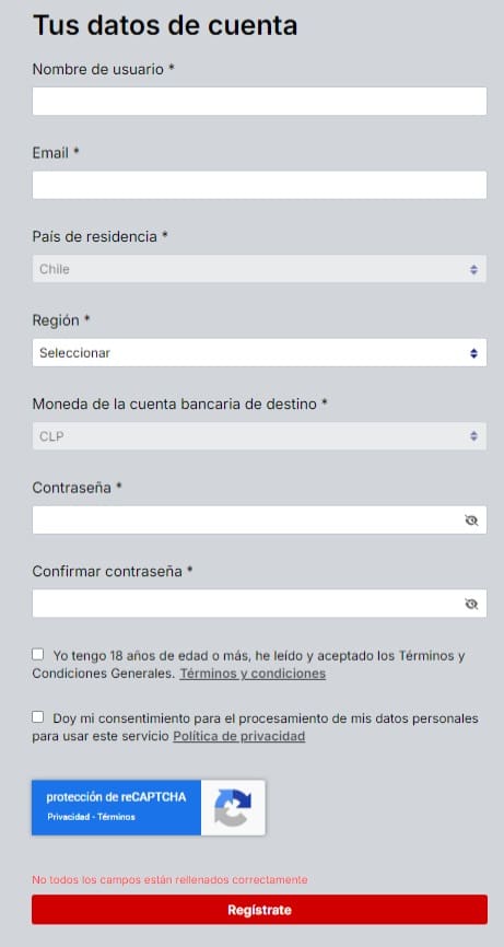 Completar el registro Rojabet es cuestión de segundos
